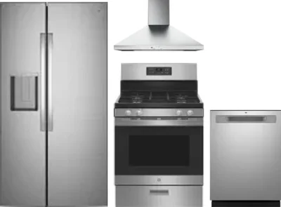4 Piece Package Includes Refrigerator, Range, Hood And Dishwasher
