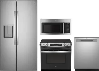 4 Piece Package Includes Refrigerator, Range, Microwave And Dishwasher