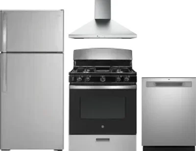 4 Piece Package Includes Refrigerator, Range, Hood And Dishwasher