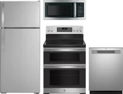 4 Piece Package Includes Refrigerator, Range, Microwave And Dishwasher