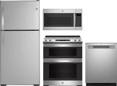 4 Piece Package Includes Refrigerator, Range, Microwave And Dishwasher