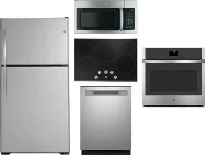 5 Piece Package Includes Refrigerator, Cooktop, Wall Oven, Microwave And Dishwasher