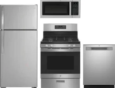 4 Piece Package Includes Refrigerator, Range, Microwave And Dishwasher
