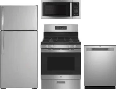 4 Piece Package Includes Refrigerator, Range, Microwave And Dishwasher
