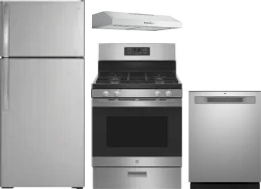 4 Piece Package Includes Refrigerator, Range, Hood And Dishwasher