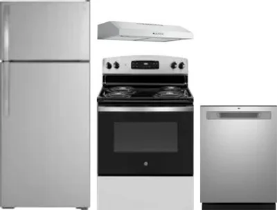 4 Piece Package Includes Refrigerator, Range, Hood And Dishwasher