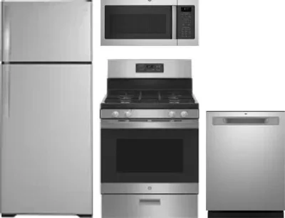 4 Piece Package Includes Refrigerator, Range, Microwave And Dishwasher