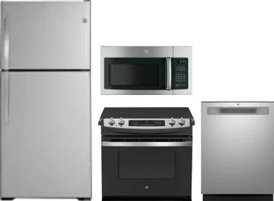 4 Piece Package Includes Refrigerator, Range, Microwave And Dishwasher