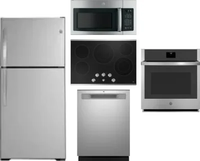 5 Piece Package Includes Refrigerator, Cooktop, Wall Oven, Microwave And Dishwasher