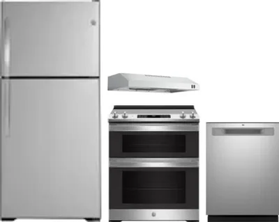 4 Piece Package Includes Refrigerator, Range, Hood And Dishwasher