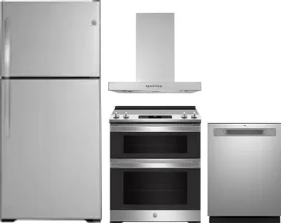 4 Piece Package Includes Refrigerator, Range, Hood And Dishwasher