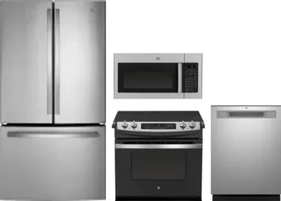 4 Piece Package Includes Refrigerator, Range, Microwave And Dishwasher