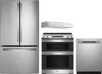 4 Piece Package Includes Refrigerator, Range, Hood And Dishwasher