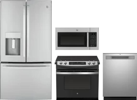 4 Piece Package Includes Refrigerator, Range, Microwave And Dishwasher