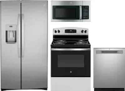 4 Piece Package Includes Refrigerator, Range, Microwave And Dishwasher