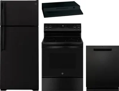 4 Piece Package Includes Refrigerator, Range, Hood And Dishwasher