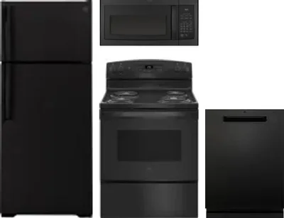 4 Piece Package Includes Refrigerator, Range, Microwave And Dishwasher