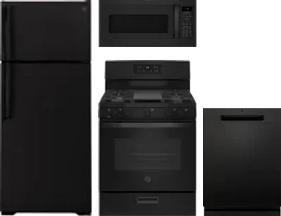 4 Piece Package Includes Refrigerator, Range, Microwave And Dishwasher