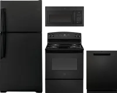 4 Piece Package Includes Refrigerator, Range, Microwave And Dishwasher