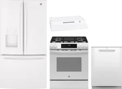 4 Piece Package Includes Refrigerator, Range, Hood And Dishwasher
