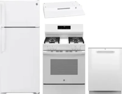 4 Piece Package Includes Refrigerator, Range, Hood And Dishwasher