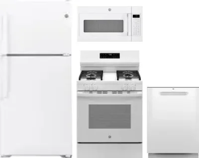 4 Piece Package Includes Refrigerator, Range, Microwave And Dishwasher
