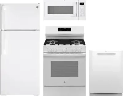 4 Piece Package Includes Refrigerator, Range, Microwave And Dishwasher