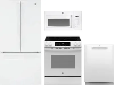 4 Piece Package Includes Refrigerator, Range, Microwave And Dishwasher