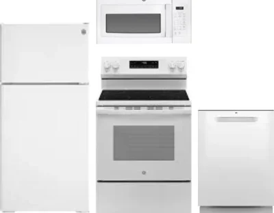 4 Piece Package Includes Refrigerator, Range, Microwave And Dishwasher