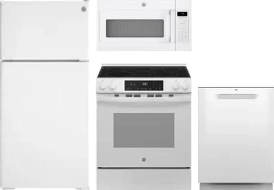 4 Piece Package Includes Refrigerator, Range, Microwave And Dishwasher