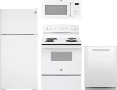 4 Piece Package Includes Refrigerator, Range, Microwave And Dishwasher