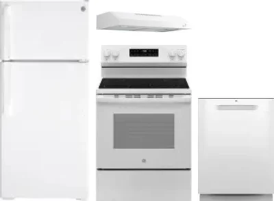 4 Piece Package Includes Refrigerator, Range, Hood And Dishwasher