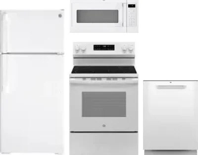 4 Piece Package Includes Refrigerator, Range, Microwave And Dishwasher