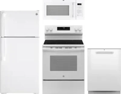 4 Piece Package Includes Refrigerator, Range, Microwave And Dishwasher