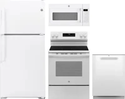 4 Piece Package Includes Refrigerator, Range, Microwave And Dishwasher