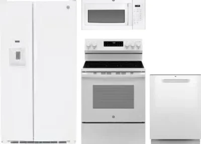 4 Piece Package Includes Refrigerator, Range, Microwave And Dishwasher