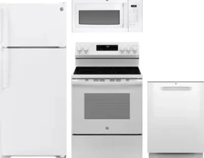 4 Piece Package Includes Refrigerator, Range, Microwave And Dishwasher