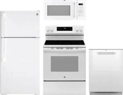 4 Piece Package Includes Refrigerator, Range, Microwave And Dishwasher