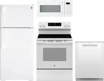 4 Piece Package Includes Refrigerator, Range, Microwave And Dishwasher
