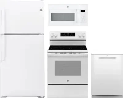 4 Piece Package Includes Refrigerator, Range, Microwave And Dishwasher