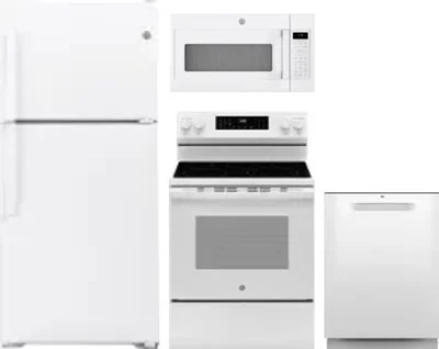 4 Piece Package Includes Refrigerator, Range, Microwave And Dishwasher