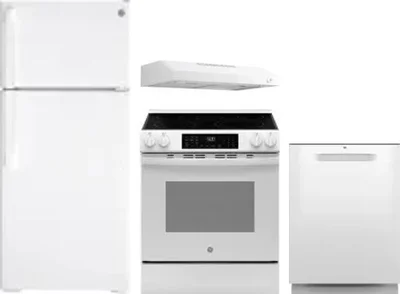 4 Piece Package Includes Refrigerator, Range, Hood And Dishwasher