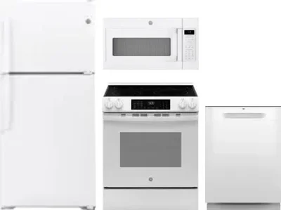 4 Piece Package Includes Refrigerator, Range, Microwave And Dishwasher