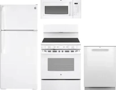 4 Piece Package Includes Refrigerator, Range, Microwave And Dishwasher