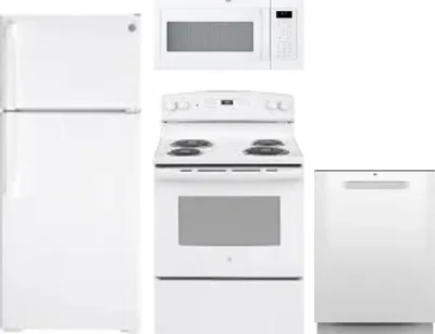 4 Piece Package Includes Refrigerator, Range, Microwave And Dishwasher