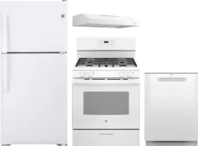 4 Piece Package Includes Refrigerator, Range, Hood And Dishwasher