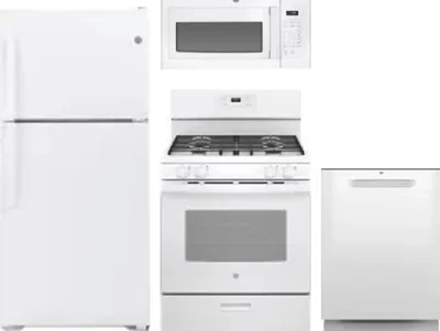 4 Piece Package Includes Refrigerator, Range, Microwave And Dishwasher