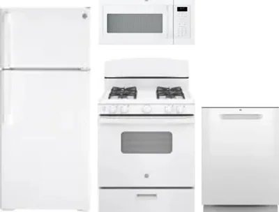 4 Piece Package Includes Refrigerator, Range, Microwave And Dishwasher