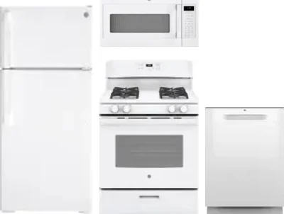 4 Piece Package Includes Refrigerator, Range, Microwave And Dishwasher