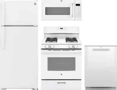 4 Piece Package Includes Refrigerator, Range, Microwave And Dishwasher